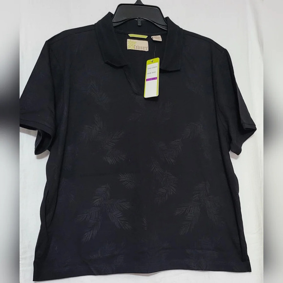Cubavera Tops - NWT Cubavera Women's Black Short Sleeve Palm Polo, Size XXL